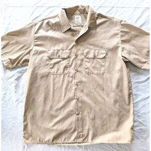 Dickies Men's Shirt Tan/Khakia, Short Sleeve, Button-Up,‎ 2XL